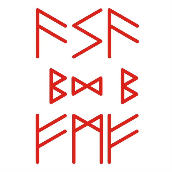 Рунескрипт «Незабудка». Руны: Ansuz-Sowilo-Ansuz, Berkano-Dagaz-Berkano, Fehu-Mannaz-Fehu. Рунескрипт для